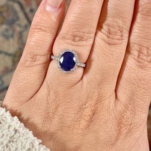 14K WG blue sapphire and diamond ring